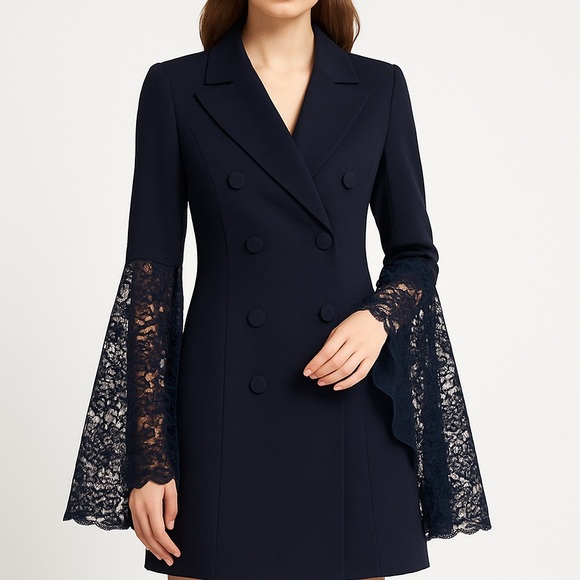 M Signature Label Collection Jackets & Blazers - Black Dramatic Bell Sleeve Dress Jacket
